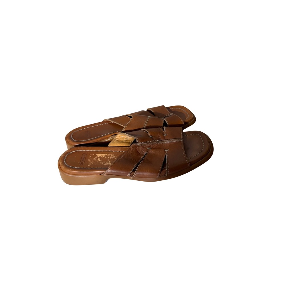 Coach Clarissa Brown Leather Slide Sandals Made in Italy Vintage Womens 8 B P117 - Picture 6 of 10